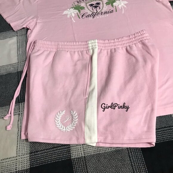 VS PINK shorts OUTFIT WITH BEVERLY HILLS CALIFORNIA LOGO TEE SIZES L-XL - Picture 3 of 5